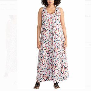 New RACHEL Roy Maxi Dress Womens 2X Gabi Floral Gray Tank Stretch Sleeveless